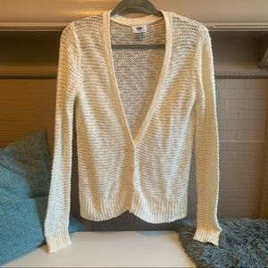 Off White Loose Knit Cardigan from Old Navy